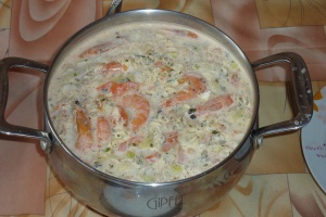 003-Фото 2012.04.07 - Суп сливочный с креветками, рисом и луком-пореем
